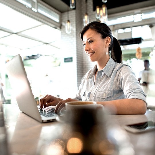 woman working on a laptop